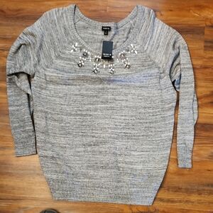 Torrid Gray Sweater with Jewel Accents